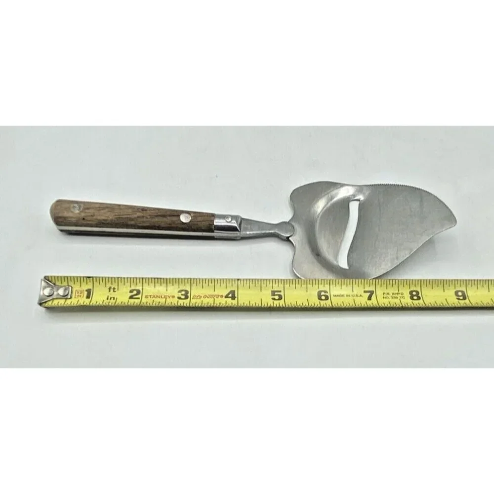 Vintage MCM Cheese Plane Slicer Wooden Handle Serrated Edge Stainless Japan Teak